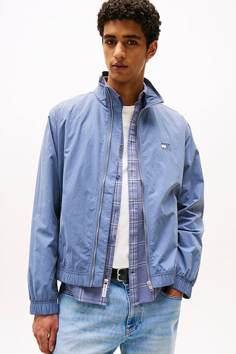 Erkek Fermuarlı Dik Yaka Ceket - Mavi 