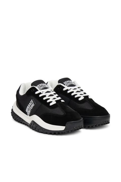 Erkek Fondo Hyber Dis. 47 Yazı Logolu Süet Panelli Sneaker - Siyah 