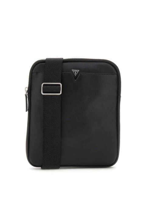 Erkek Frienze Crossbody Fl Mini Omuz Çantası - Siyah 