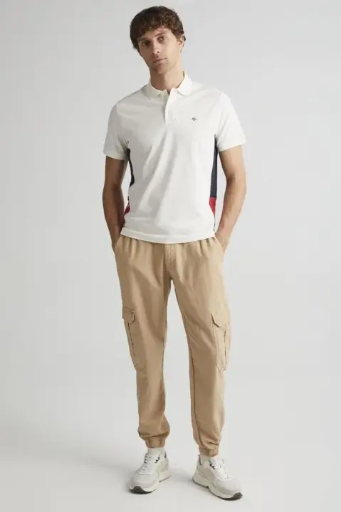 Erkek Gant Regular Fit Renk Bloklu Polo - Krem 