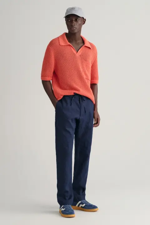 Erkek Gant Relaxed Fit Keten Pantolon - Lacivert 