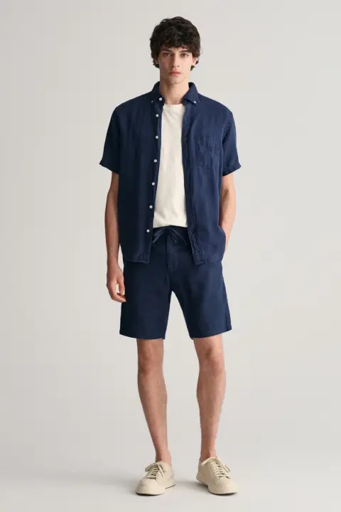 Erkek Gant Relaxed Fit Keten Şort - Lacivert 