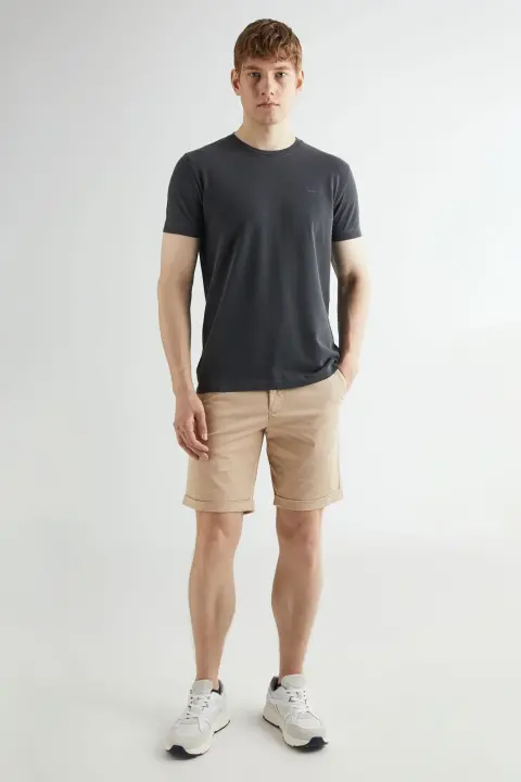 Erkek Gant Slim Fit Bisiklet Yaka T-Shirt - Siyah 