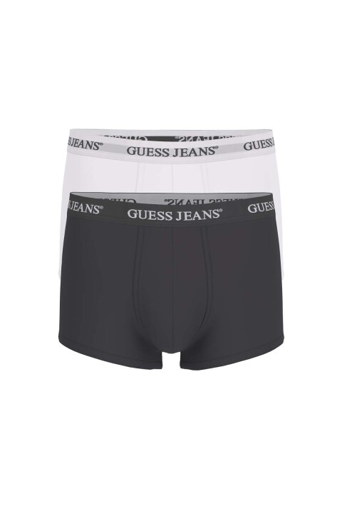 Erkek GJ 2'li Trunk Boxer - Beyaz Siyah 