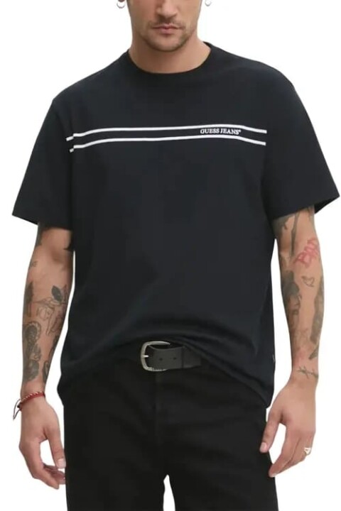 Erkek Gj Chest T-Shirt - Siyah 