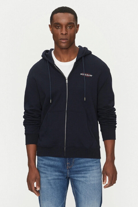 Erkek Gj Fermuarlı Kapüşonlu Sweatshirt - Lacivert 