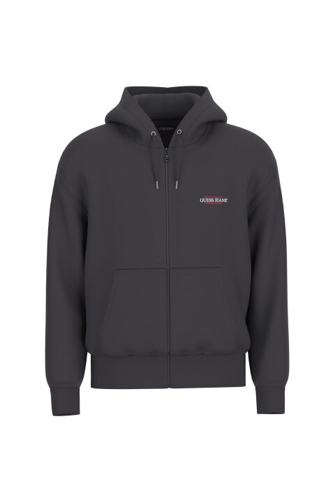 Erkek GJ Fermuarlı Kapüşonlu Sweatshirt - Siyah 