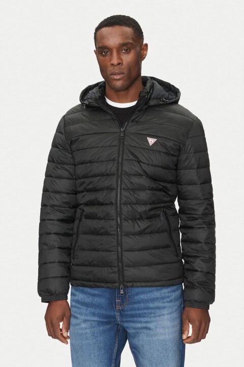 Erkek Gj Hooded Puffer Şişme Mont - Siyah 