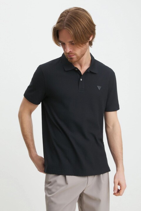 Erkek Gj Üçgen Logo T-Shirt - Siyah 