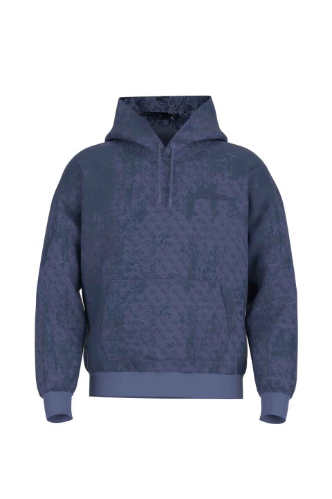 Erkek Gotam Kapüşonlu Sweatshirt - Mavi 