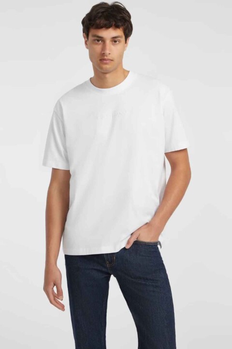 Erkek Guess Jeans SS Logo T-Shirt - Beyaz 