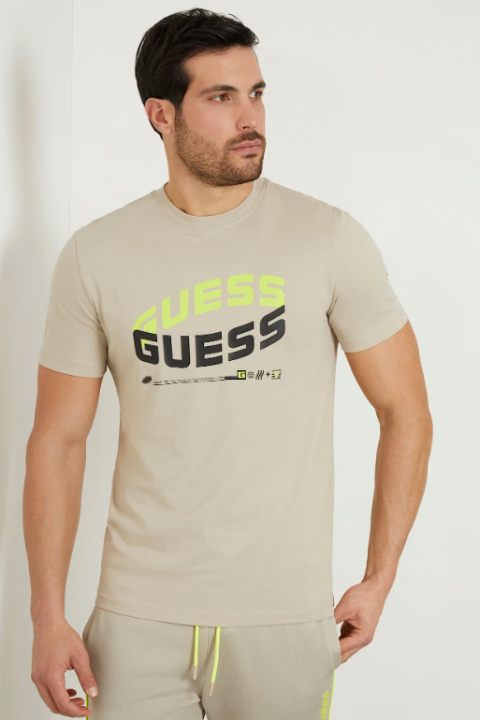 Erkek Guess Önde Logo T-Shirt / Kum Beji 