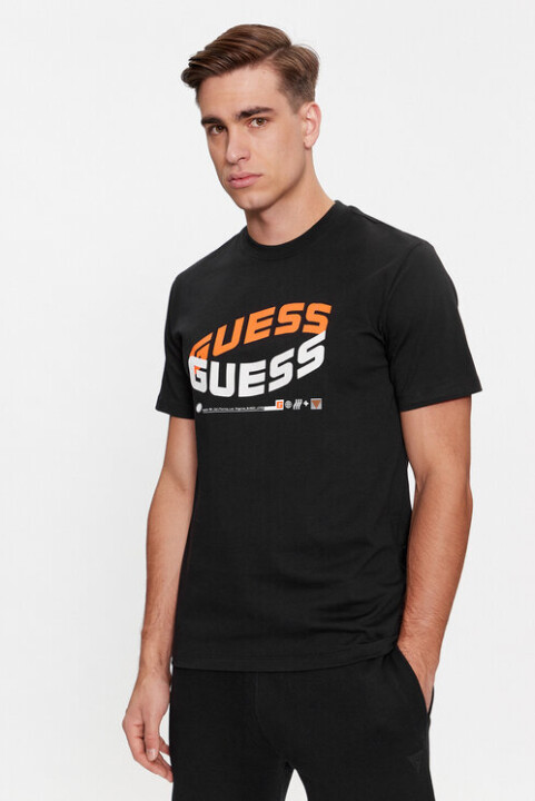 Erkek Guess Önde Logoolu T-Shirt / Siyah 
