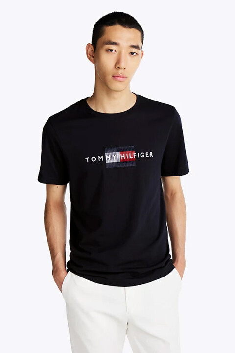 Erkek Hilfiger Bayrak Nakışlı T-Shirt - Lacivert 