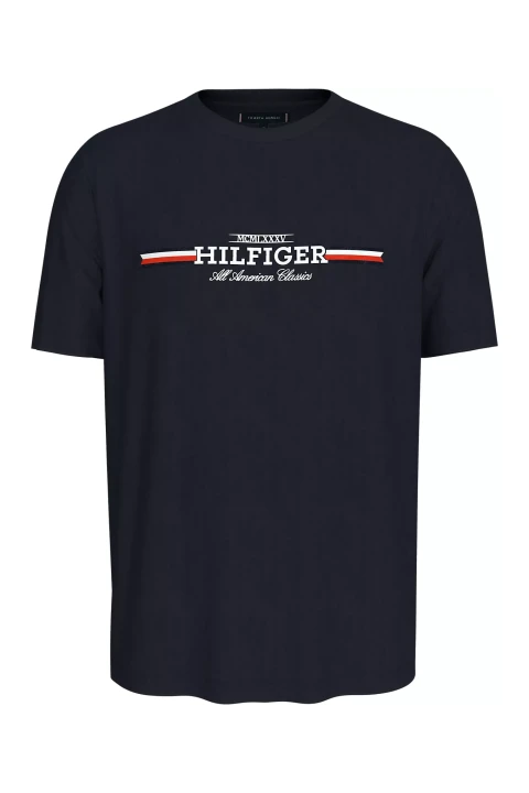 Erkek Hılfıger Chest Strıpe Tee T-Shirt-Lacivert 