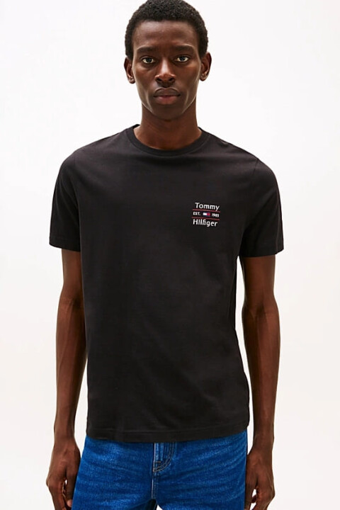 Erkek Hilfiger Stack T-Shirt - Siyah 
