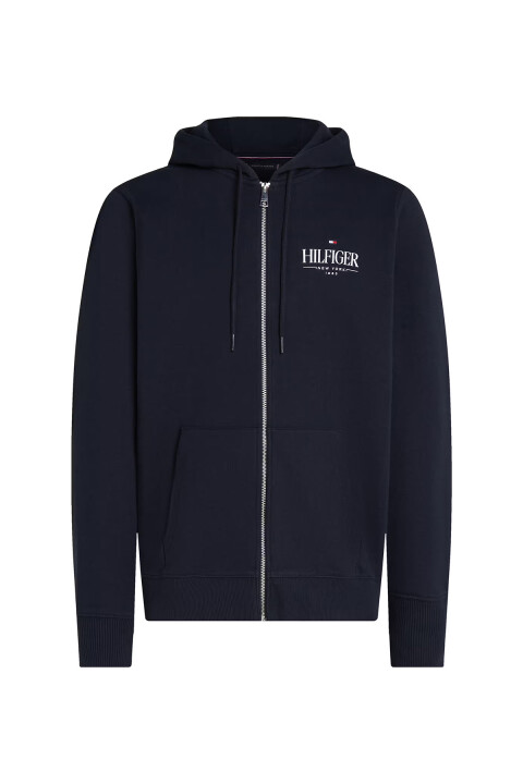 Erkek Hilfiger Stacked Fermuarlı Kapüşonlu Sweatshirt - Lacivert 