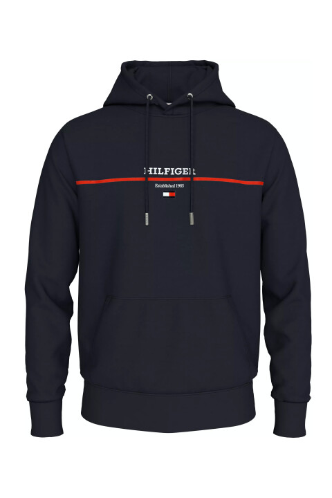 Erkek Hılfıger Strıpe Terry Hoody Sweatshirt-Lacivert 