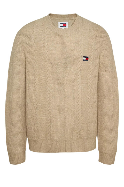 Erkek Kablo Örgü Kazak - Bej 