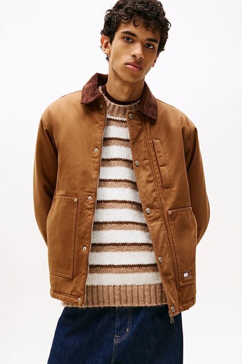 Erkek Kadife Yakalı Gabardin İş Ceketi - Kahverengi 