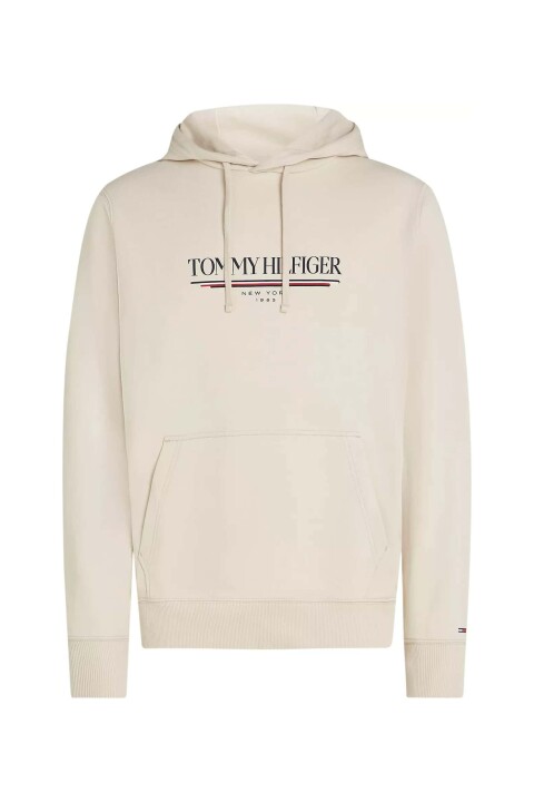 Erkek Kapüşonlu Baskı Logolu Sweatshirt - Ekru 