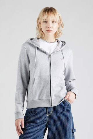 Erkek Kapüşonlu Fermuarlı Sweatshirt - Gri 