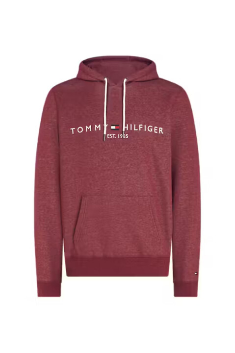 Erkek Kapüşonlu Logo Baskılı Sweatshirt - Bordo 