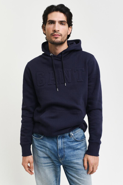 Erkek Kapüşonlu Logolu Sweatshirt - Lacivert 