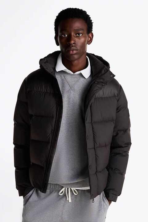 Erkek Kapüşonlu Şişme Mont - Siyah 