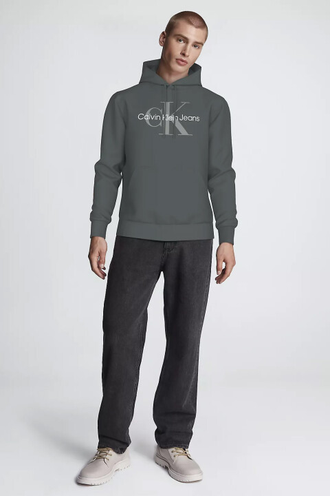 Erkek Kapüşonlu Sweatshirt - Gri 