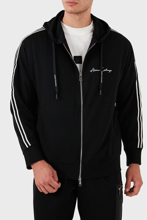 Erkek Kapüşonlu Sweatshirt - Siyah 