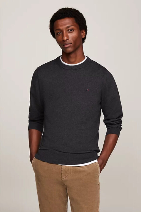 Erkek Kaşmirli Yuvarlak Yaka Kazak - Gri 