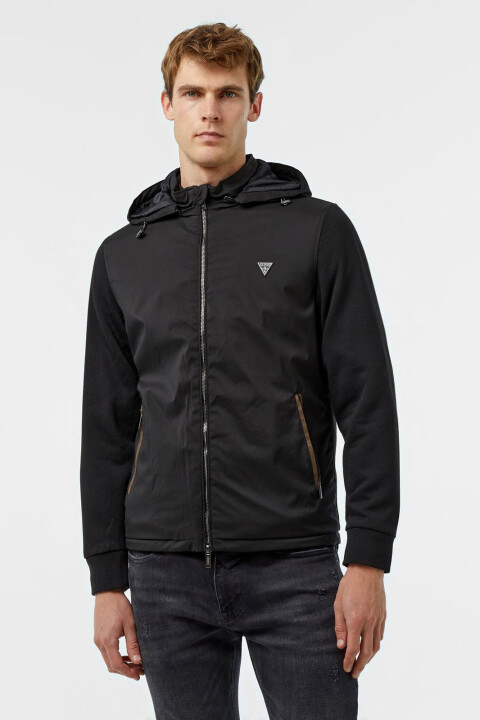 Erkek Knitted Wındbreaker Warm Touch Rüzgarlık - Siyah 