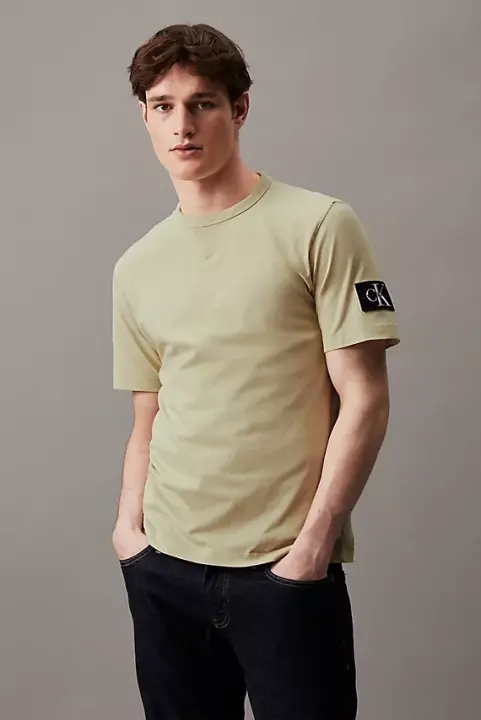 Erkek Kolda Marka Logolu T-Shirt - Açık Haki 