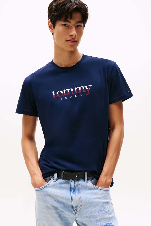 Erkek Logo Baskılı Kısa Kollu T-Shirt – Lacivert 