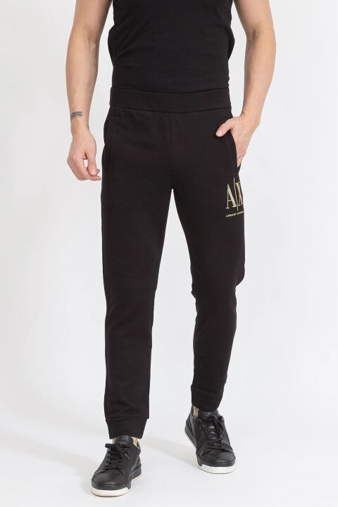 Erkek Logolu Fransız Terry Jogger Eşofman Altı - Siyah 