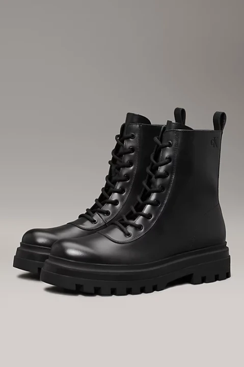 Erkek Lugged Lace Zip Bot - Siyah 
