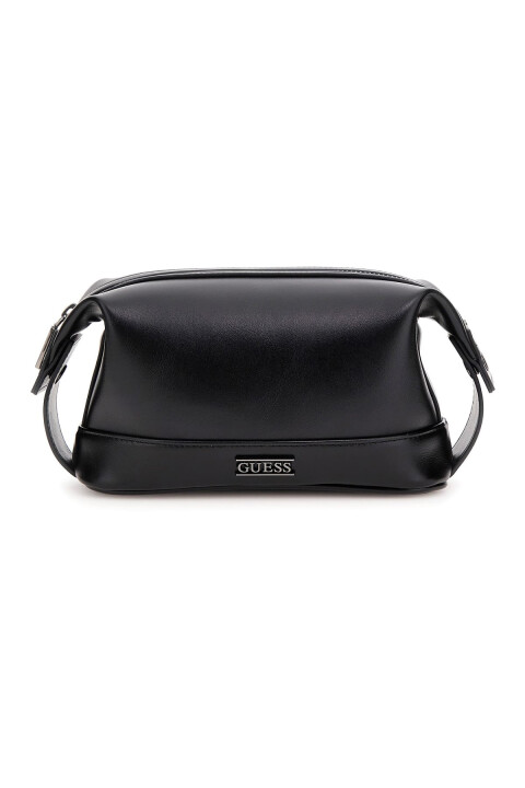 Erkek Metal Logolu Çift Kulplu El Çantası - Siyah 