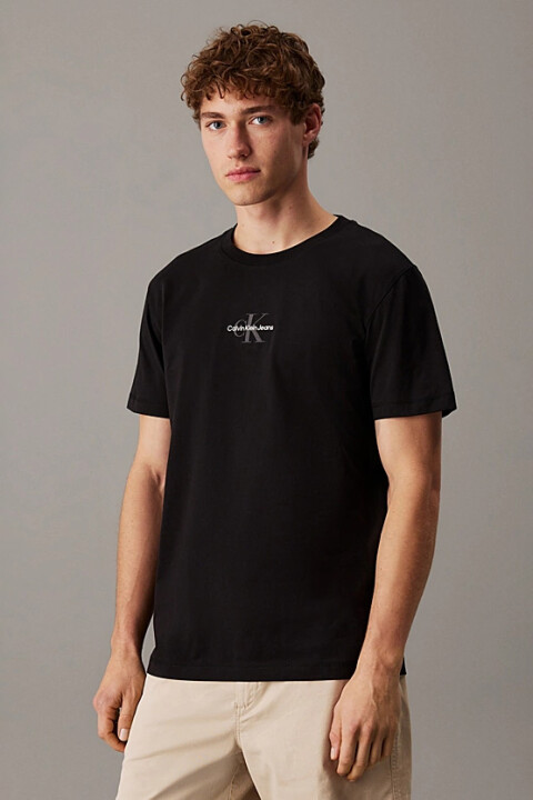 Erkek Mono Logo T-Shirt-Siyah 