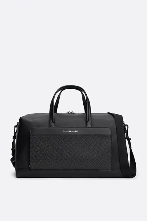 Erkek Monogram Dokulu Spor Çantası - Siyah 