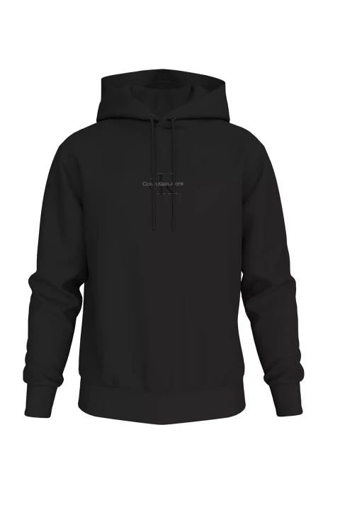 Erkek Monologo Hoodıe Sweatshirt - Siyah 