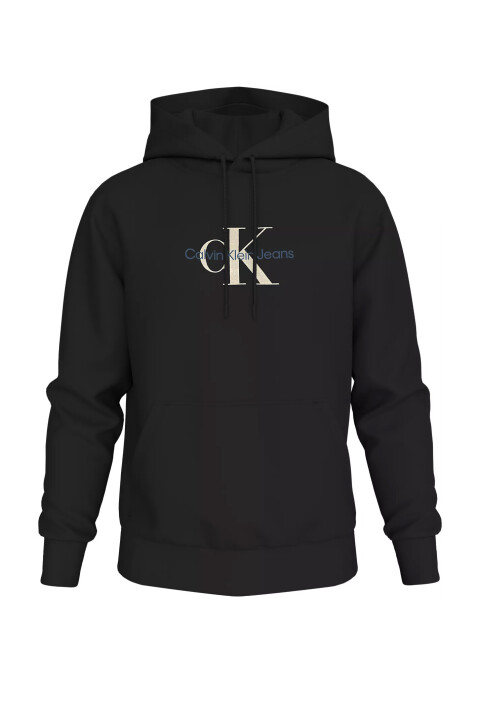 Erkek Monologo Kapüşonlu Sweatshirts - Siyah 