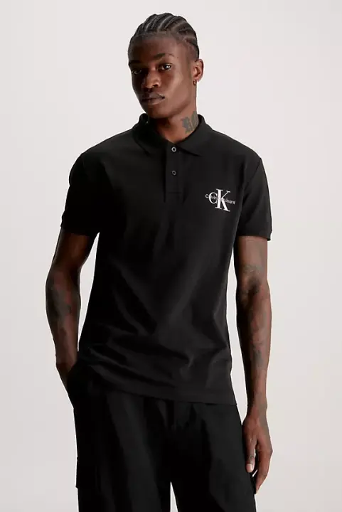 Erkek Monologo Polo T-Shirt - Siyah 