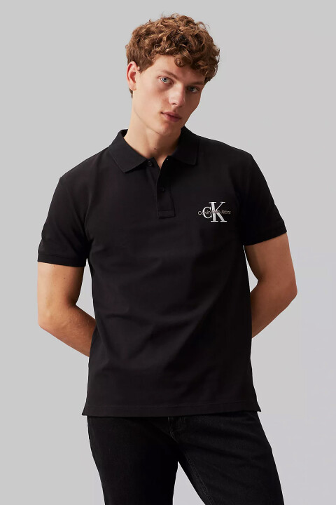 Erkek Monologo Polo T-Shirt - Siyah 