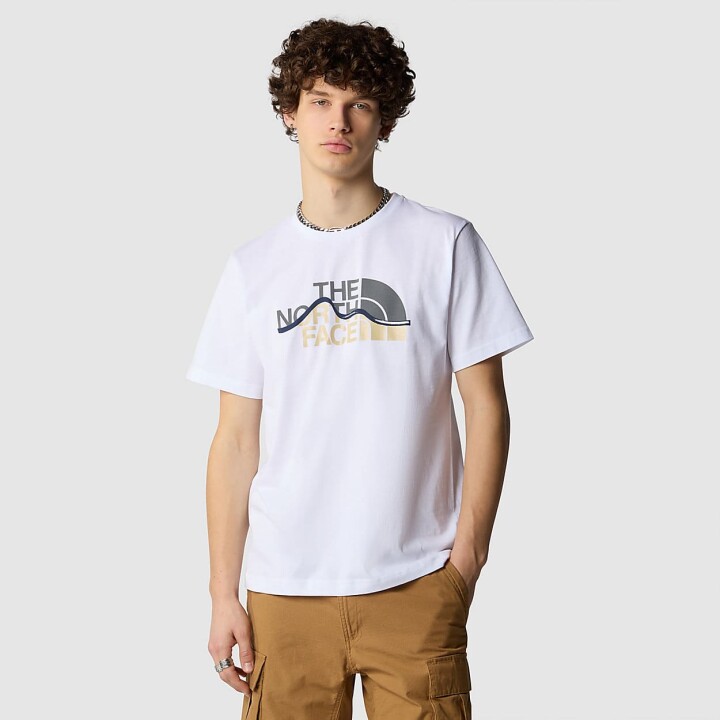 Erkek Mountain Line T-Shirt - Beyaz 