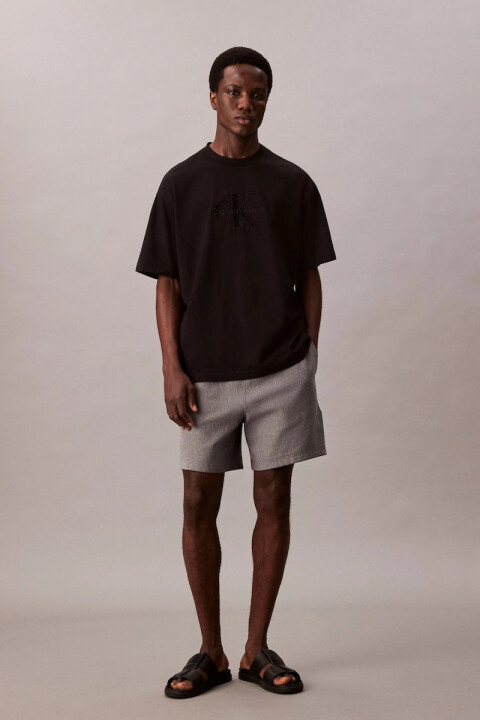 Erkek Nakış Logolu T-Shirt - Siyah 