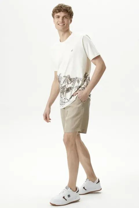 Erkek Nautica Classic Fit Bermuda - Bej 