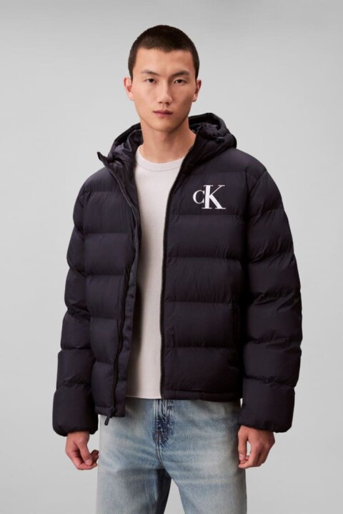 Erkek Normal Kalıp Dik Yaka Monogram Aplikeli Şişme Mont - Lacivert 