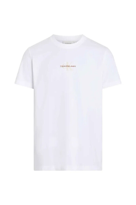 Erkek Önde Ck Logolu Kısa Kollu T-Shirt - Beyaz 