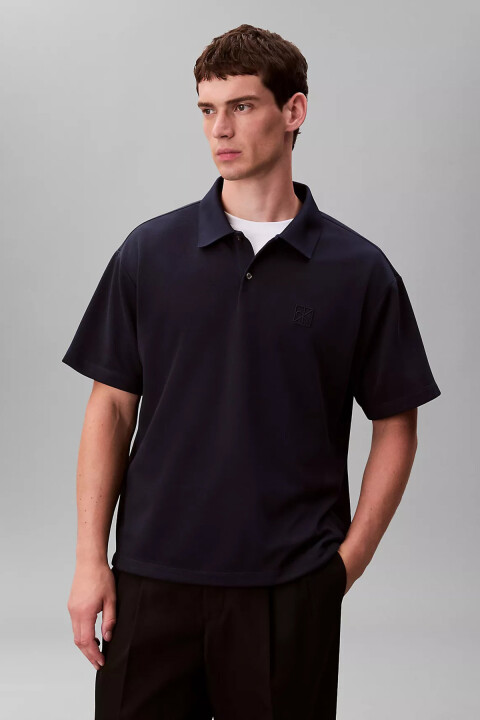 Erkek Oversize Fit Kısa Kollu Polo Yaka T-Shirt - Lacivert 